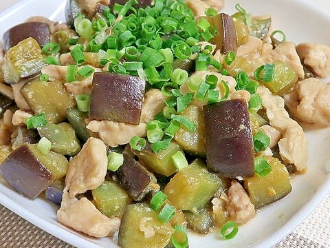 なすと鶏肉のコロコロ味噌炒め★減塩・低カリウム志向